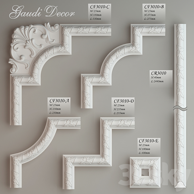 Ceiling molding corner pieces “Gaudi Decor” 3DSMax File - thumbnail 1