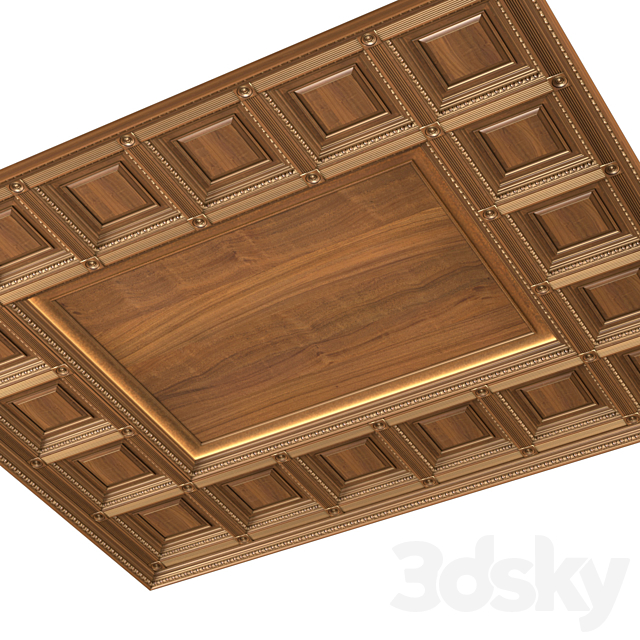 Ceiling set classic style.Classic wooden illuminated coffered ceiling 3DS Max Model - thumbnail 2