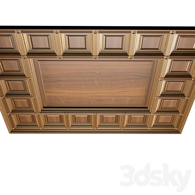 Ceiling set classic style.Classic wooden illuminated coffered ceiling 3DS Max Model - thumbnail 3