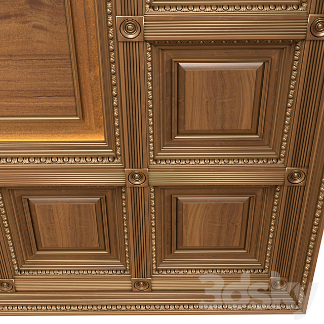 Ceiling set classic style.Classic wooden illuminated coffered ceiling 3DS Max Model - thumbnail 5