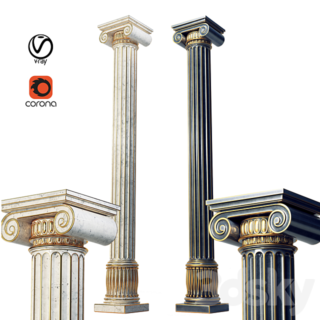 classic column 02 3DS Max Model - thumbnail 1