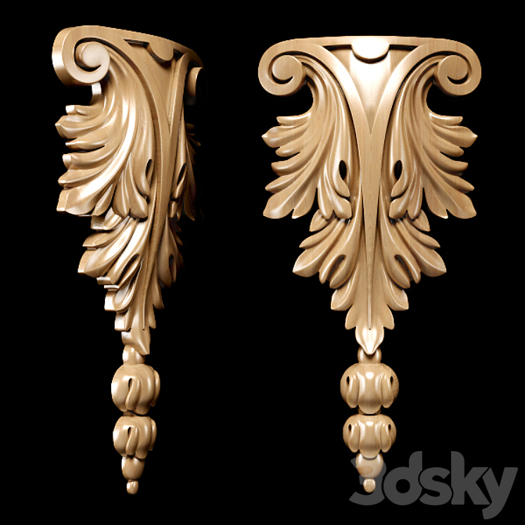 Classic style carving 3DS Max Model - thumbnail 3