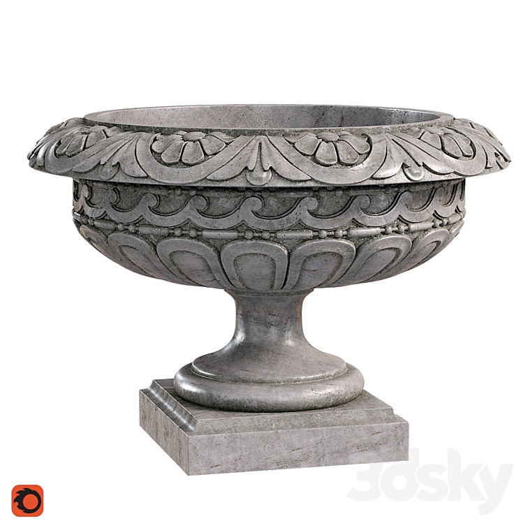 Classic vase 04. Longwood Rosette Urn 3DS Max - thumbnail 2