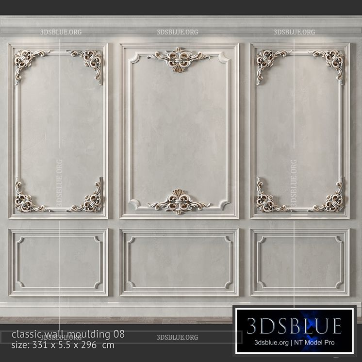 classic wall molding 08 3DS Max - thumbnail 3