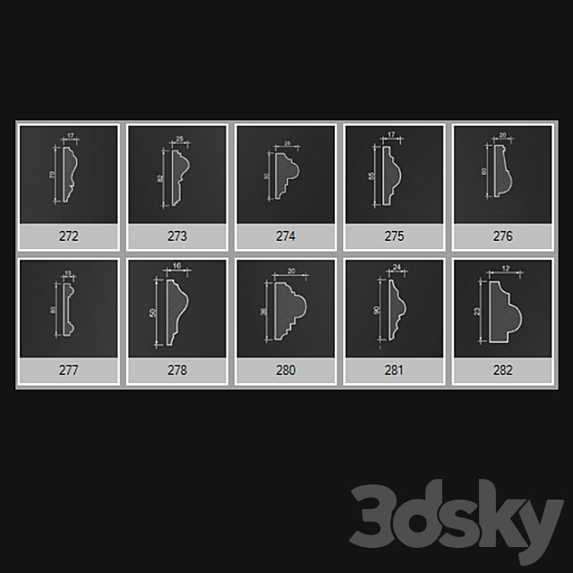 Collection of Moldings – Dikart p.9 3DS Max Model - thumbnail 2