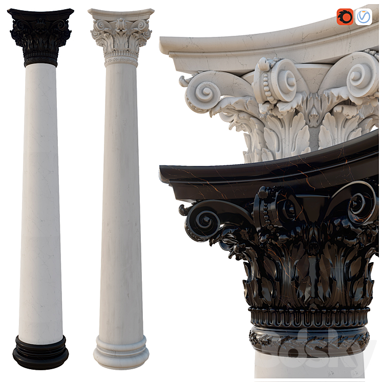 Column corinthian order 3DS Max - thumbnail 1