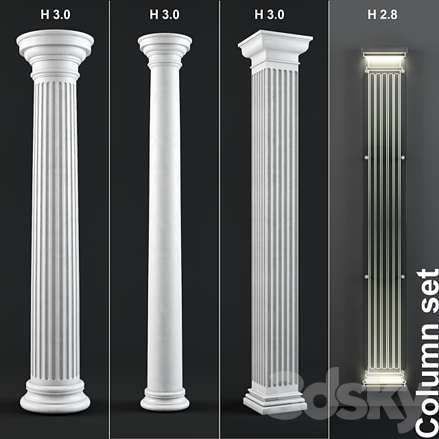 Column set – Set of 4 columns 3DSMax File - thumbnail 1