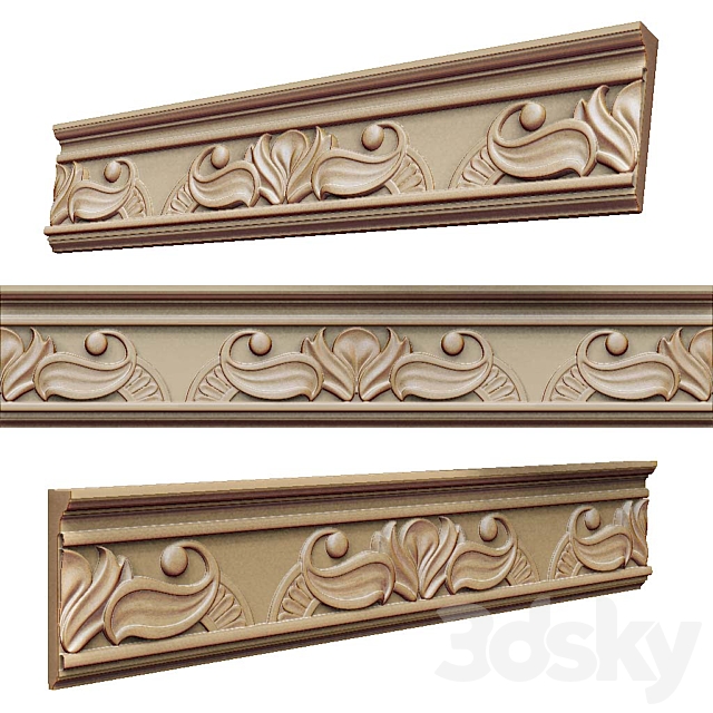 Cornice with ornament 3ds Max - thumbnail 1