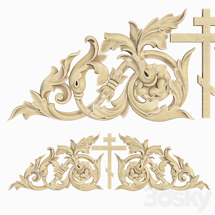 Decorative carved trim 3DS Max - thumbnail 1