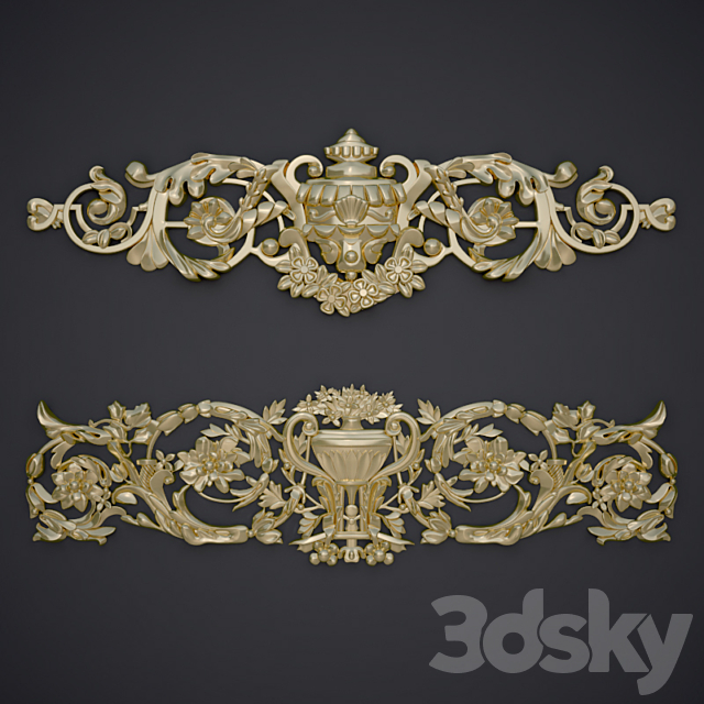 Decorative elements ornamental compositions 3ds Max - thumbnail 1