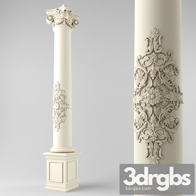 Decorative plaster Classic column 3dsmax Download - thumbnail 1