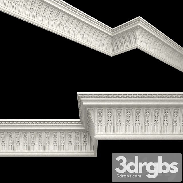 Decorative plaster Crown Molding 08 3dsmax Download - thumbnail 1