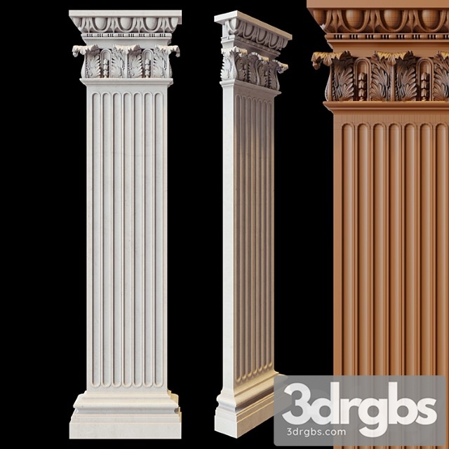 Decorative plaster Half column 3dsmax Download - thumbnail 1