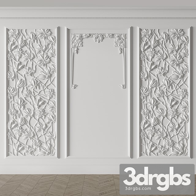 Decorative plaster Modern magnolia panel 3dsmax Download - thumbnail 1