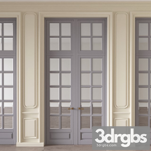 Decorative plaster Wall molding with doors 3dsmax Download - thumbnail 1