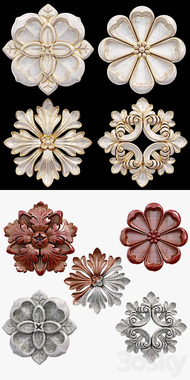 Decorative Wall Rosettes 01 3DS Max Model - thumbnail 2