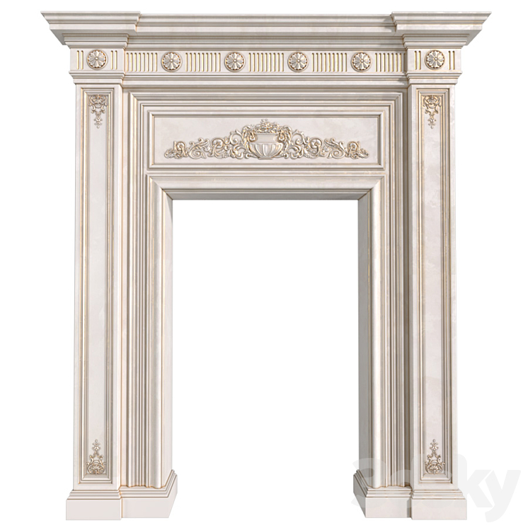 Doorway in classic style with decorative plaster. Door Portal. Classic Doorway.Classic Architecture Arch.arched doorway 3DS Max - thumbnail 1