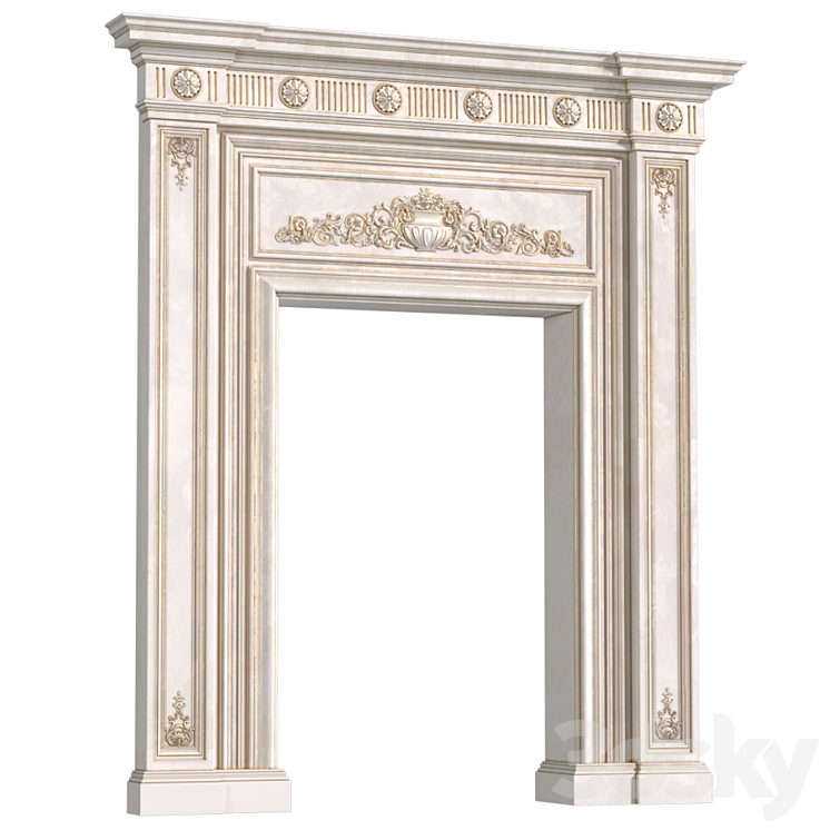 Doorway in classic style with decorative plaster. Door Portal. Classic Doorway.Classic Architecture Arch.arched doorway 3DS Max - thumbnail 2