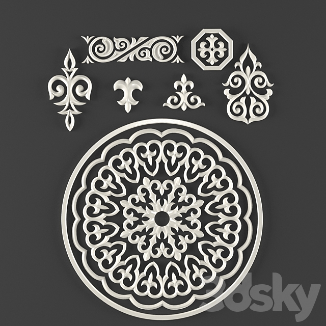 Elements of national ornament 3DSMax File - thumbnail 1