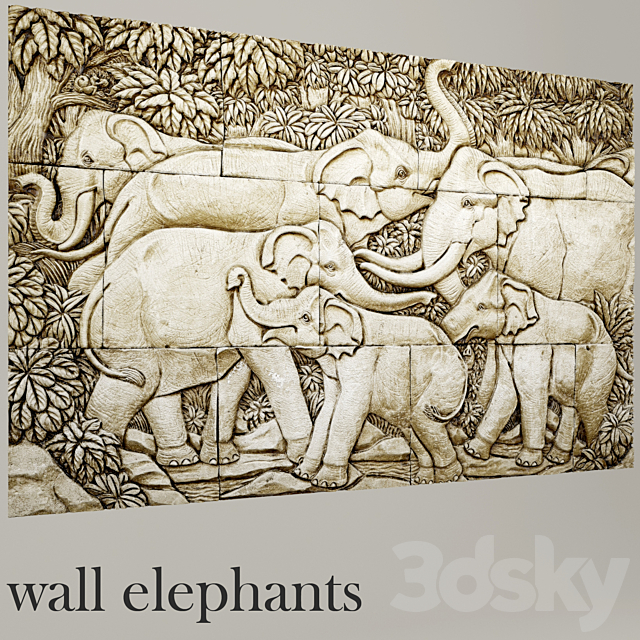 Elephants. 3DS Max Model - thumbnail 2