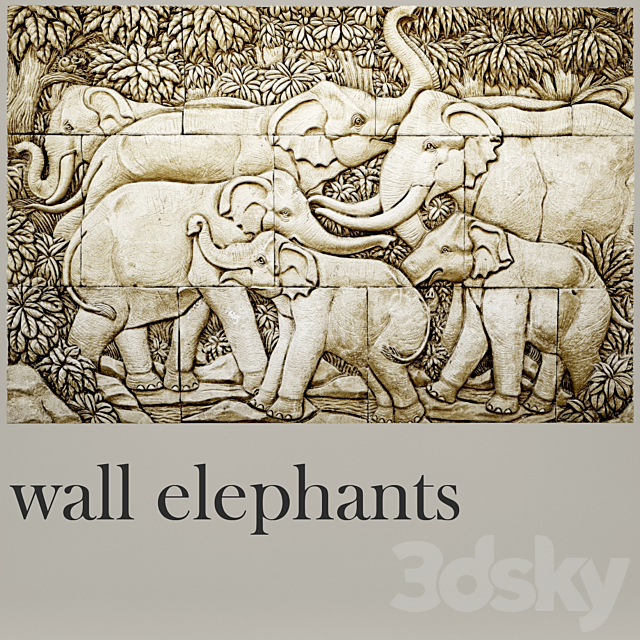 Elephants. 3DS Max Model - thumbnail 3