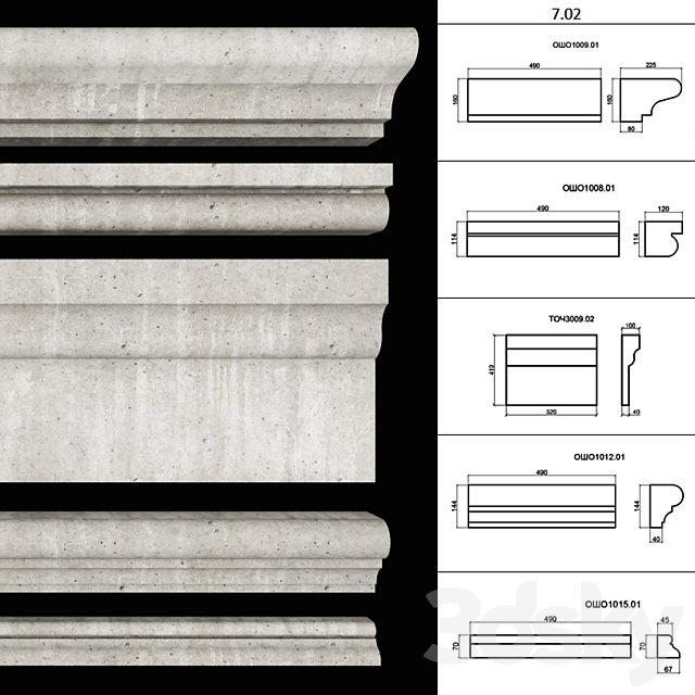 Facade profile part 7 set 02 3DS Max Model - thumbnail 2