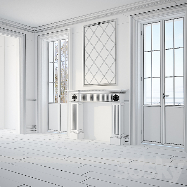 Fireplace and stucco Harmony 3ds Max - thumbnail 3