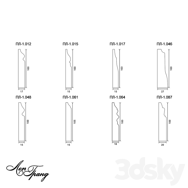 Floor skirting boards LepGrand. Pack 1 3DS Max Model - thumbnail 2