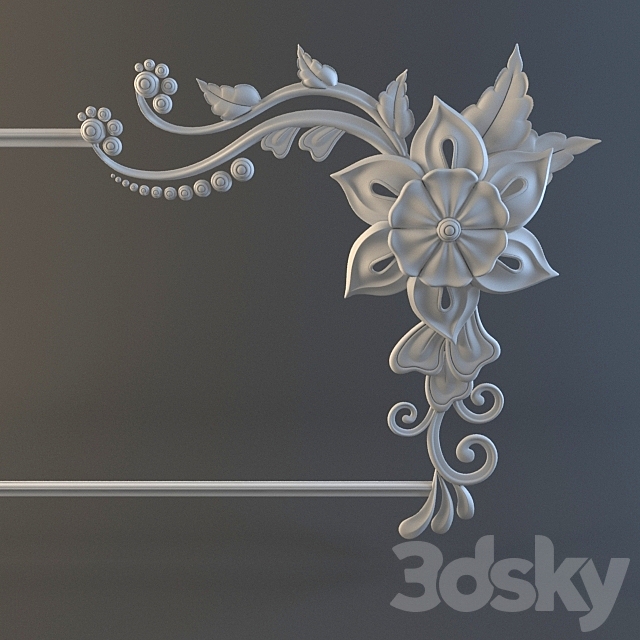 floral frame 3DS Max Model - thumbnail 2