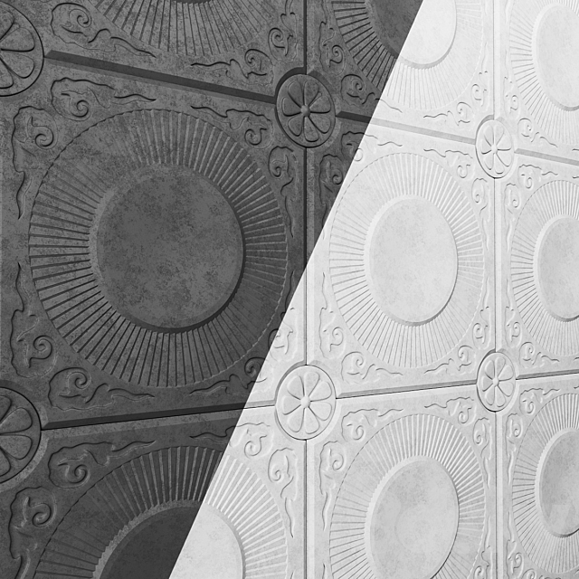 Gypsum panel chamomile 3ds Max - thumbnail 3