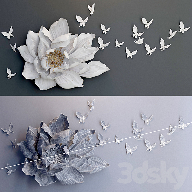 HP Decor_Wall Decor_Flower and Butterfly 3DSMax File - thumbnail 3