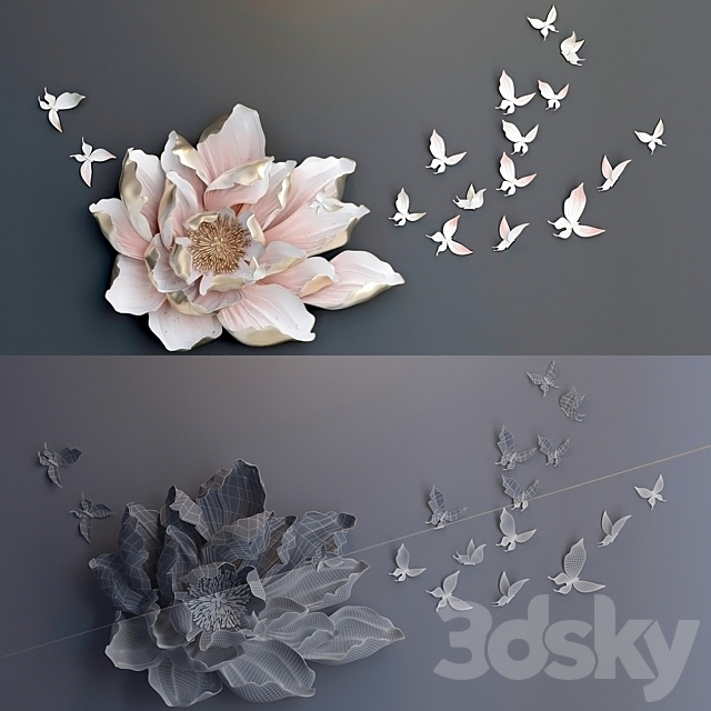 HP Decor_Wall Decor_Flower and Butterfly_II 3DSMax File - thumbnail 3