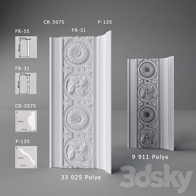 Inlaid cornice 3ds Max - thumbnail 1