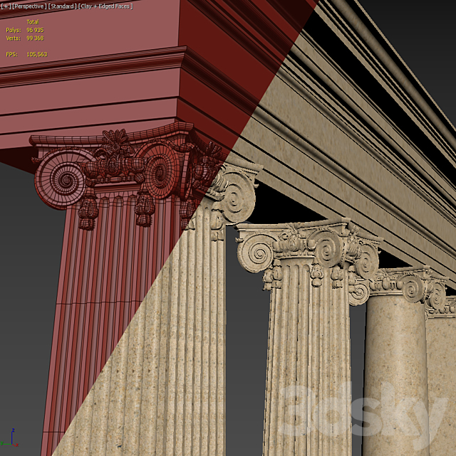 Ionic Order Scamozzi Column 3DS Max Model - thumbnail 7