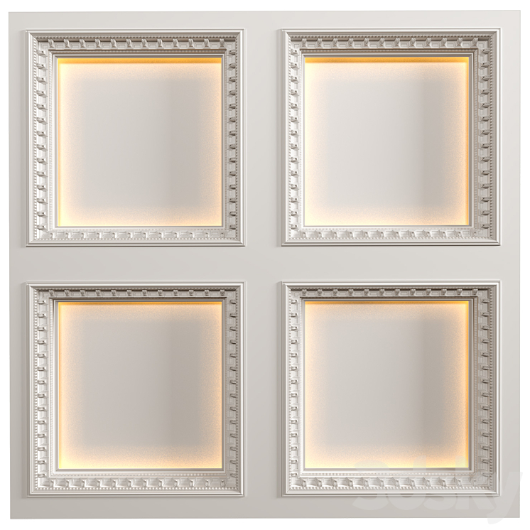 Modern coffered illuminated ceiling Art Deco style 3DS Max Model - thumbnail 1