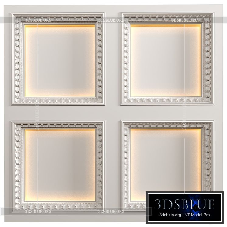 Modern coffered illuminated ceiling Art Deco style 3DS Max - thumbnail 3