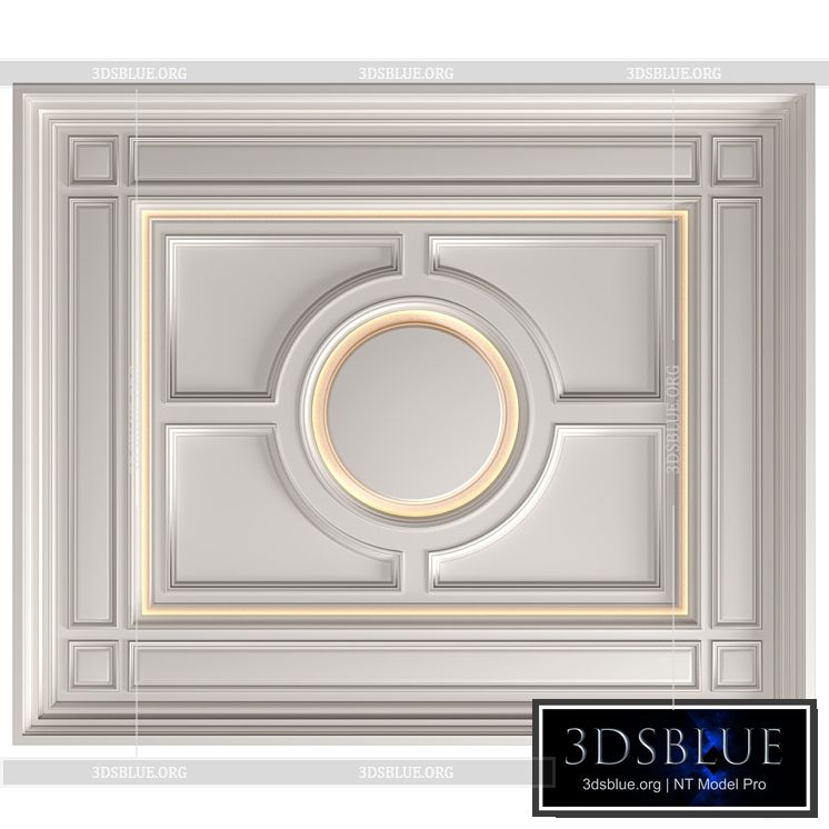 Modern coffered illuminated ceiling set Art Deco style 3DS Max - thumbnail 3