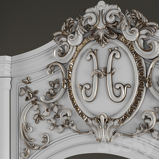 Molded panels with the effect of gold patina 3DS Max Model - thumbnail 2