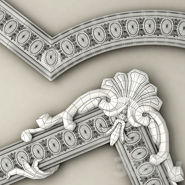 Molding ornamental corner pieces “Harmony” (M123) 3DS Max Model - thumbnail 2