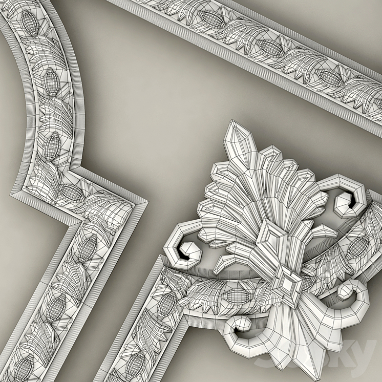 Molding ornamental corner pieces "Harmony" (M128) 3DS Max - thumbnail 2