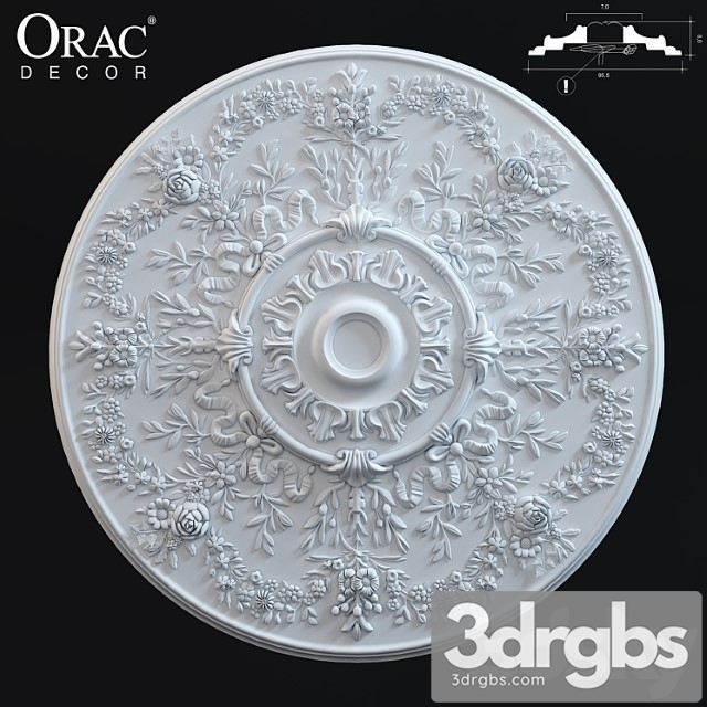 Orac Decor R64 Ceiling Rose 3dsmax Download - thumbnail 1