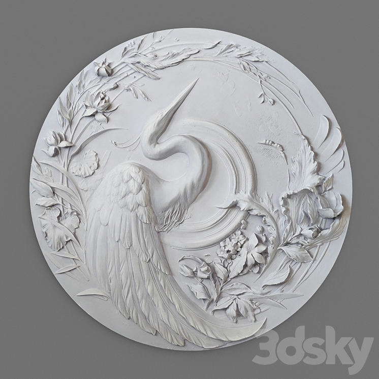 Panel with a heron bas-relief 3DS Max - thumbnail 1