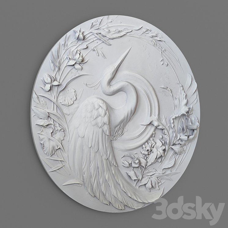 Panel with a heron bas-relief 3DS Max - thumbnail 2