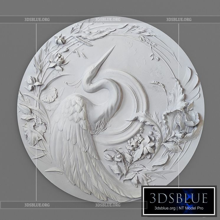 Panel with a heron bas-relief 3DS Max - thumbnail 3