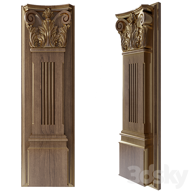 Pilaster carved 3DS Max - thumbnail 2