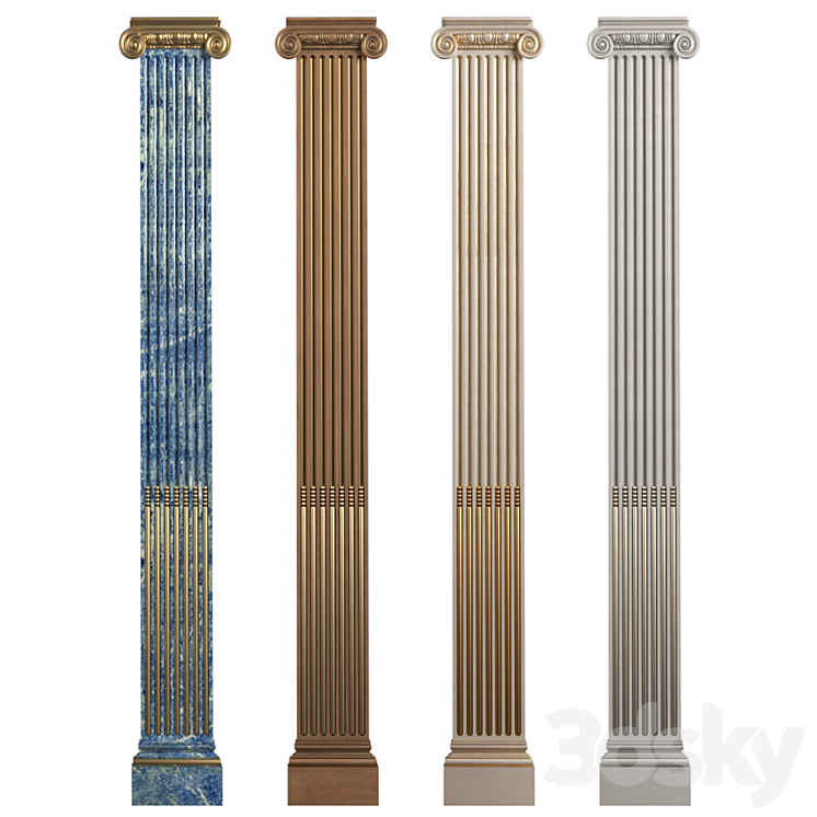 Pilaster with flute Ionic. 3DS Max Model - thumbnail 1