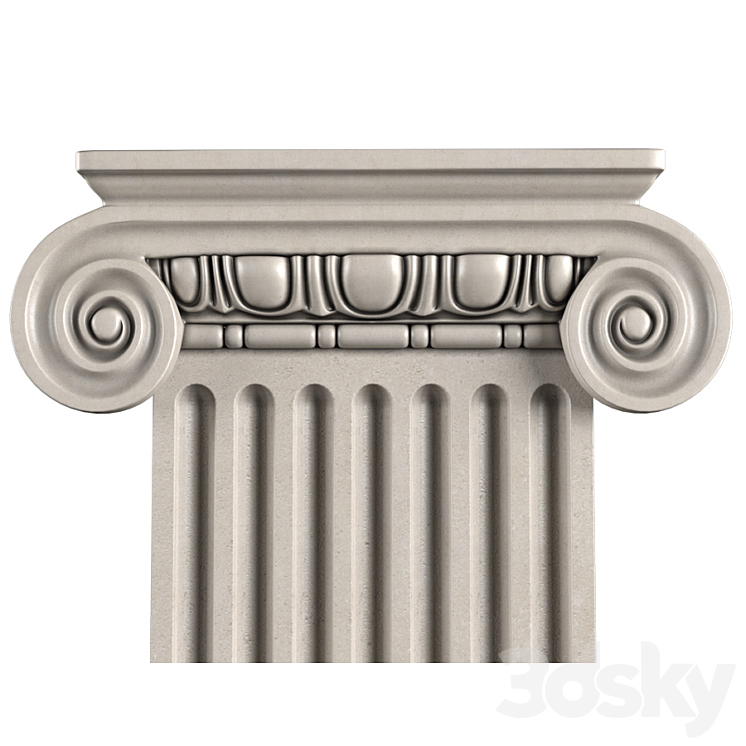 Pilaster with flute Ionic. 3DS Max - thumbnail 2