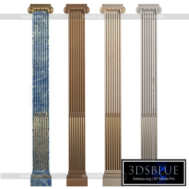 Pilaster with flute Ionic. 3DS Max - thumbnail 3