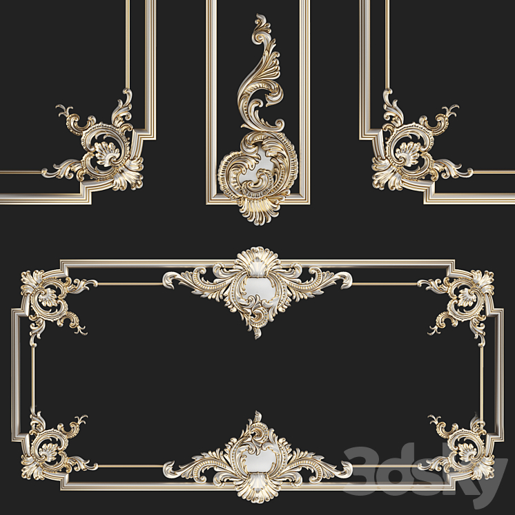 Plaster decorative frame 2 3DS Max - thumbnail 2