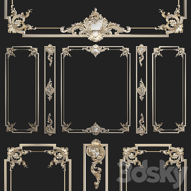 Plaster decorative frame 2 3DS Max Model - thumbnail 1